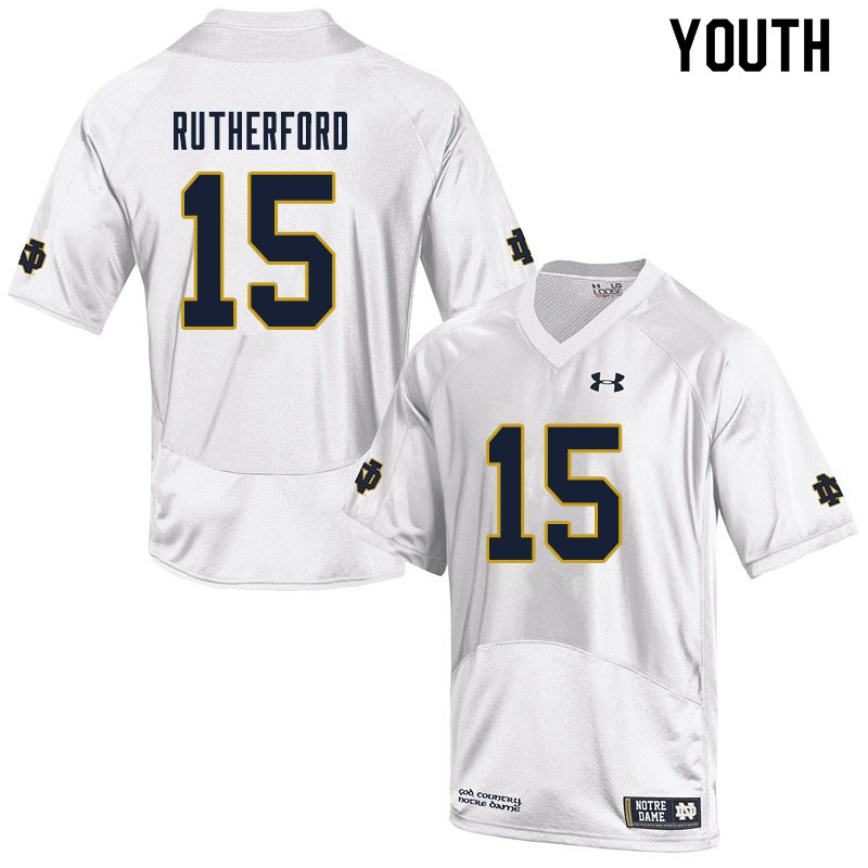 Youth #15 Isaiah Rutherford Notre Dame Fighting Irish College Football Jerseys Sale-White